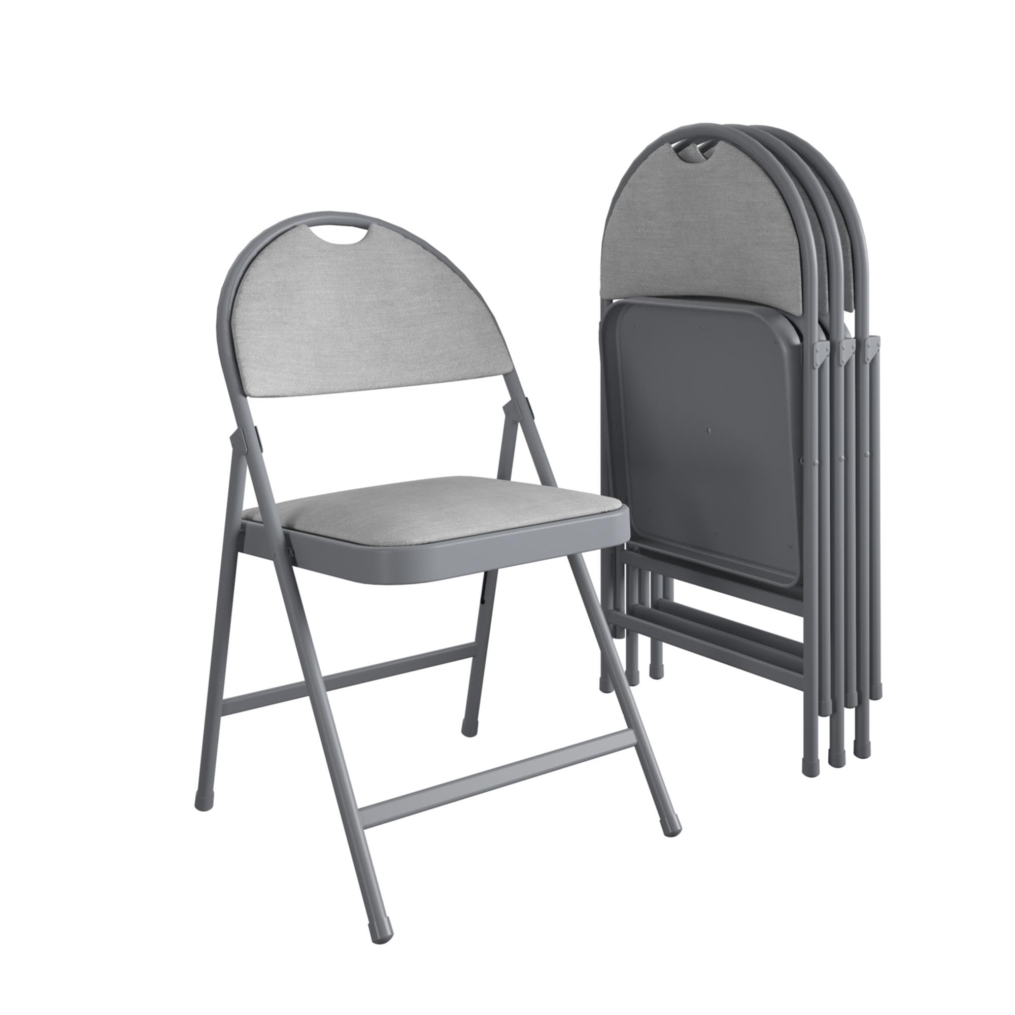 Cosco Commercial Xl Smartfold Fabric Padded Chair, 4-Pack, Gray